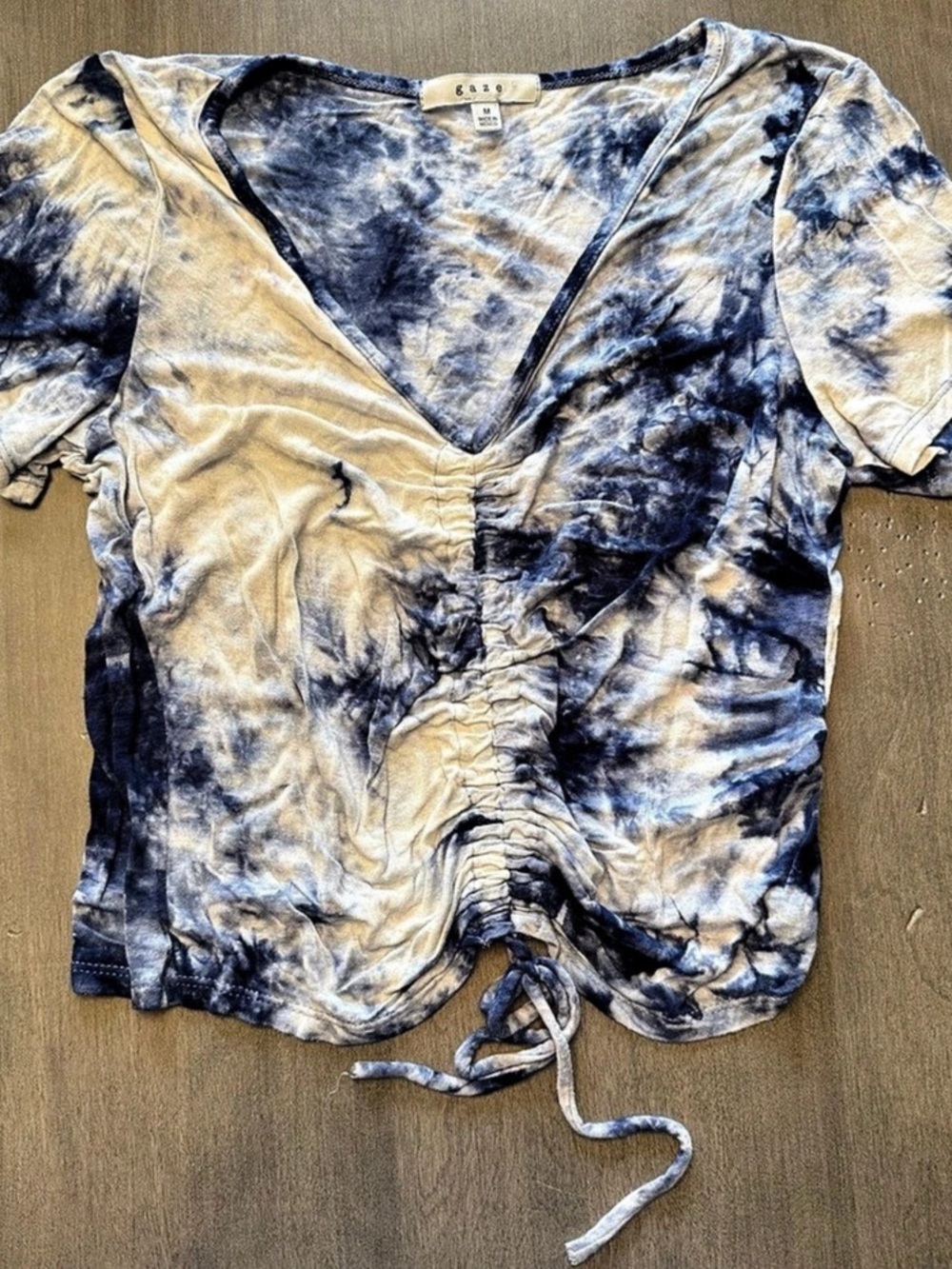 gaze Tie-Dye Ruched Short Sleeve Top